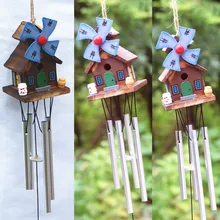 Antiguo increíble cabaña de troncos resonancia profunda 8 tubo Windchime las campanas de la Iglesia campanas de viento decoración de hogar para colgar en la pared