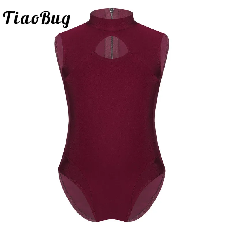 

TiaoBug Kids Teens Professional Ballet Leotard Girls Sleeveless Zipper Back Gymnastics Leotard Gym Bodysuit Children Dance Wear