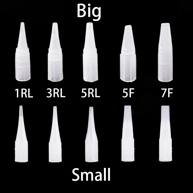 

Free Shipping 100pcs 1R/3R/5R/5F/7F Tattoo Tips Cap For Permanent Makeup Eyebrow Lips Machine Giant Sun Tattoo Needle caps