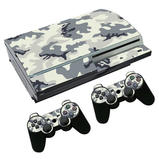 Cheap Camo PVC Sticker For Sony PS3 Fat Console Skin & 2 Pads For Playstation 3 Controller Decal TN-P3-2104