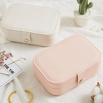 

Travel Makeup Organizer Jewelry Packing Box Cosmetic Jewelry Box Earrings Display Rings Organizer Jewellry Casket Carrying Case