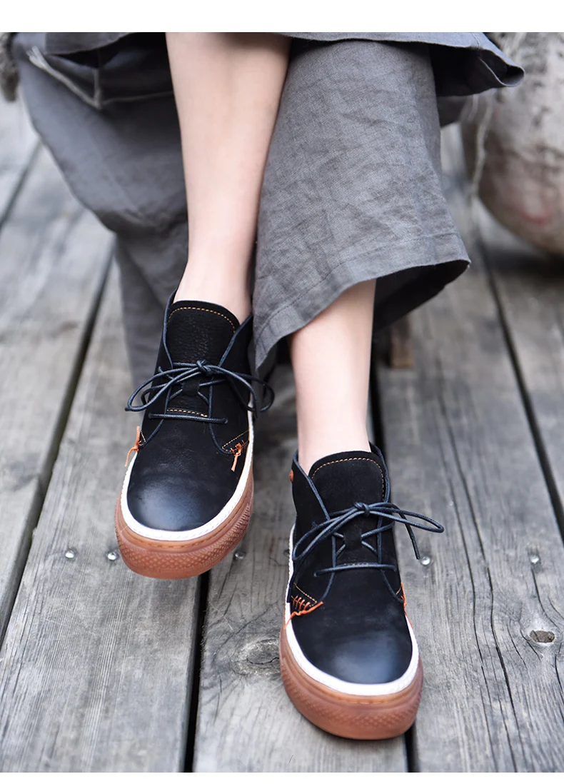 Artmu/оригинальная женская обувь с высоким голенищем; Новинка; обувь ручной работы из натуральной кожи на толстой подошве; Повседневная обувь в Корейском стиле; 389-108