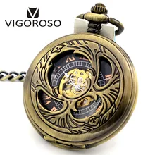 Mens Steampunk Pocket Watch New Design Luxury Fashion Skeleton Watches Hand winding Mechanical Pocket Watch Delicate Gifts