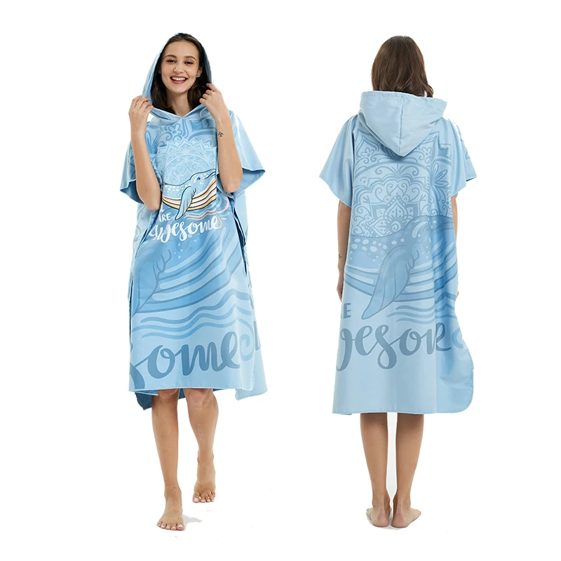 Быстросохнущий гидрокостюм с микрофильтром, пеленальный халат, пончо для пляжного бассейна, пляжное полотенце-пончо