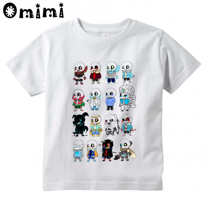 Детская дизайнерская футболка с изображением игры «Undertale Sans» милые топы с короткими рукавами для мальчиков и девочек, детская забавная футболка ooo3053