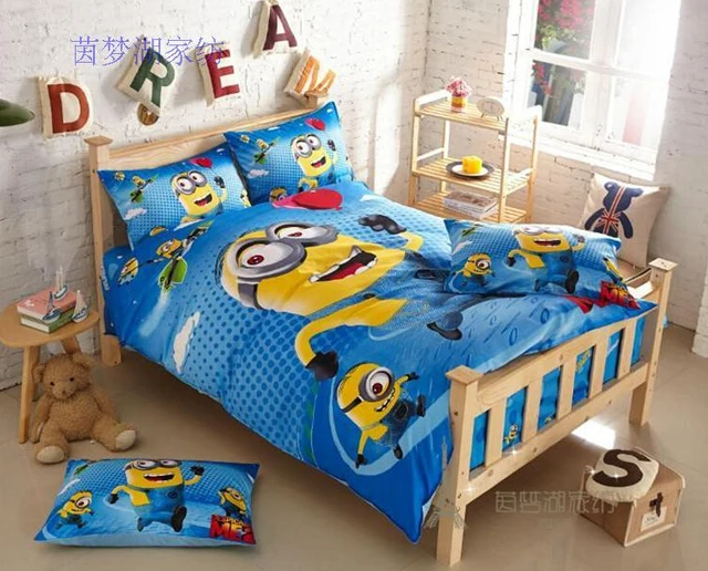 2015 100% algodón minion hoja de cama para el adulto de