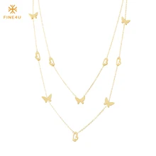 FINE4U N130 двухслойные ожерелья-чокер 316L из нержавеющей стали, ожерелья-бабочки на день матери, подарки, модные ювелирные изделия