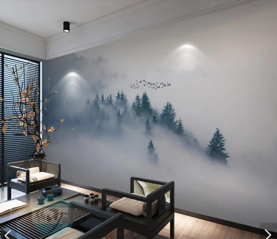 

3D Misty Mountain Wallpaper Mural Scenery Wall Murals HD Wallpapers 3d Printed Photo Wall Paper Rolls Papel De Parede Customize