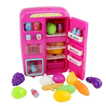 

Funny Girls Toys Mini Kitchen Pretend Play Set Toys for Children Simulation Electric Refrigerator