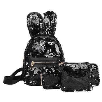 

OCARDIAN-Backpack 3Pcs 2019 Hot Women Fashion Student Children School Bag Boys Girls Pen Bag Clutch Rabbit Ears Sequined 5M20