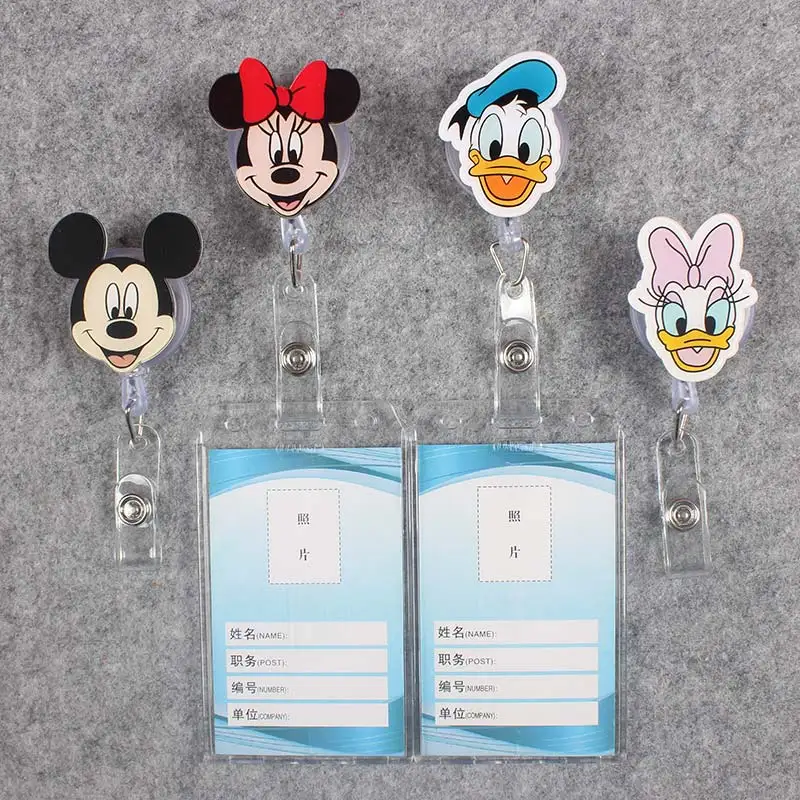 

Badge Scroll Nurse Reel Cute Duck Black Mouse Vertical PVC Character Scalable Nurse Exhibition ID Plastic Students Card Holder