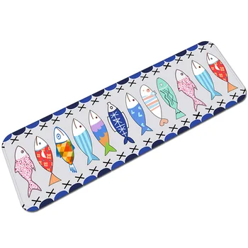 

Honlaker Painting Fish Pattern Kitchen Long Mat Super Soft Flannel Absorbent Bath Mat Door Entrance Non-slip Door Mat