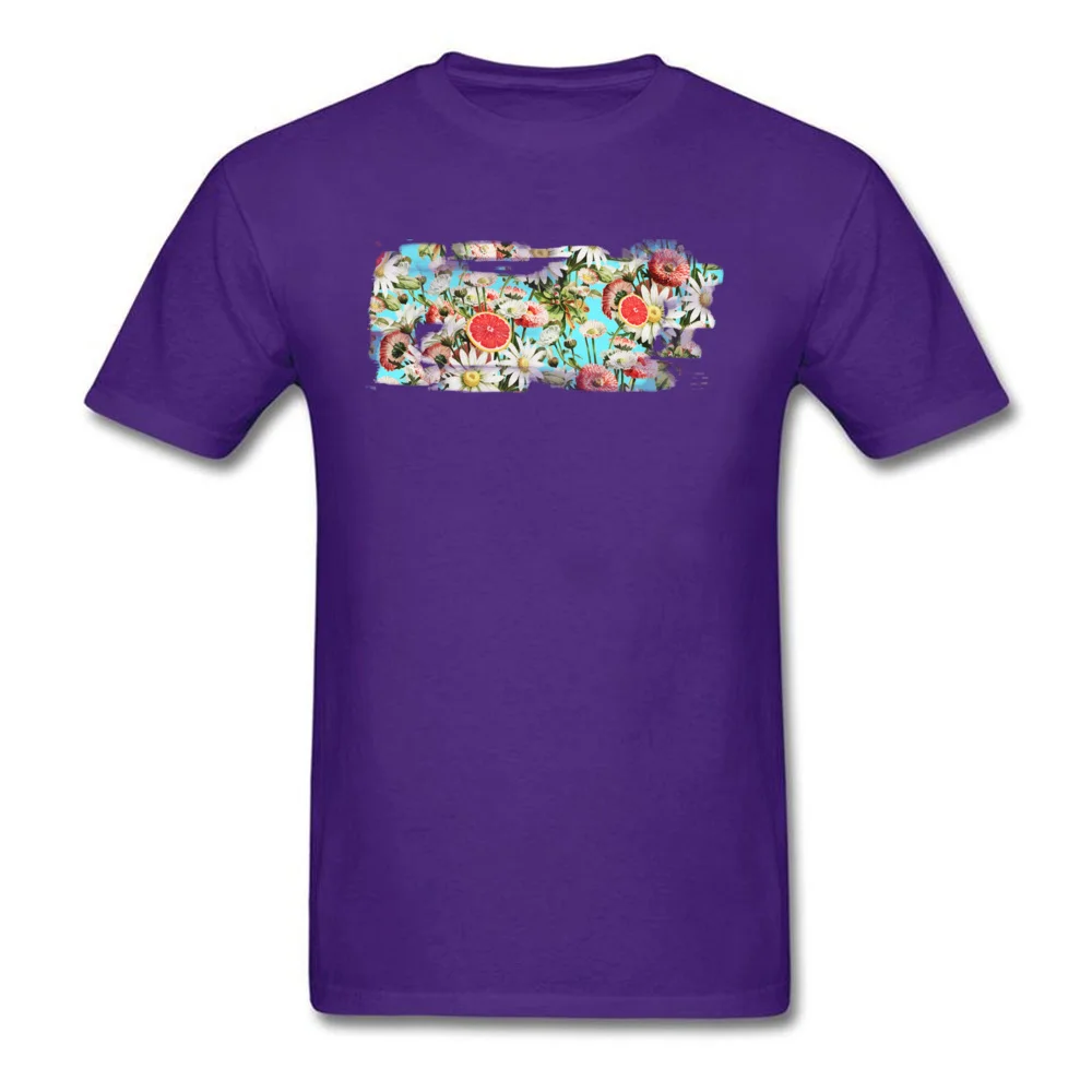 Botanical Garden Cotton Fabric Male Short Sleeve Tees Leisure Labor Day T Shirt Print Tee Shirts Coupons Round Neck Botanical Garden purple