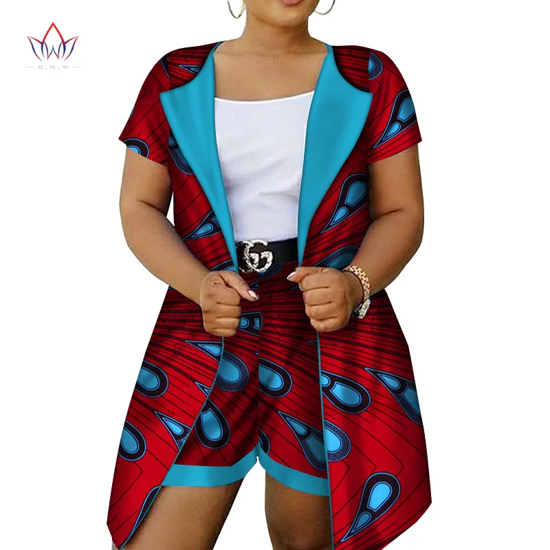 Африканский стиль женские шорты набор для женщин Базен размера плюс Африканский комплект топы+ шорты Женская традиционная африканская одежда WY2917