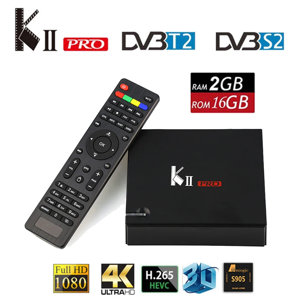 

MECOOL KII PRO Android TV Box DVB-S2 DVB-T2 K2 PRO Amlogic S905D Quad Core 2G16G 4K 2.4 / 5GHz Dual Wifi BT4.0 Smart Set-top Box