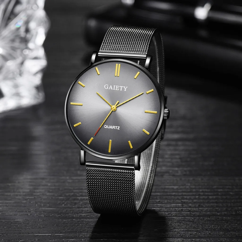 Мужские наручные часы reloj hombre повседневные кварцевые с сетчатым ремешком и