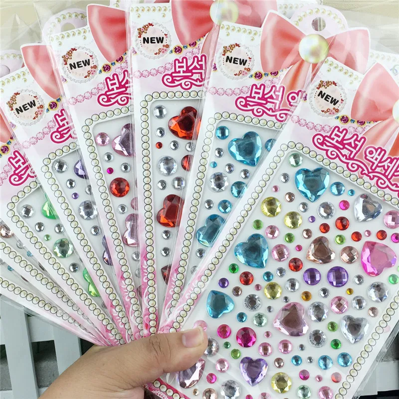 

choose color 5 sheet/bag Heart-shaped starry sky Individual particles acrylic rhinestone self-adhesive Children's toys stickers