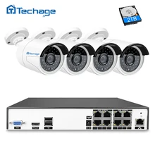 Techage H.265 8CH 4MP POE NVR Kit Security Camera CCTV System 4PCS 4.0MP IR Outdoor IP Camera P2P Onvif Surveillance DIY Set