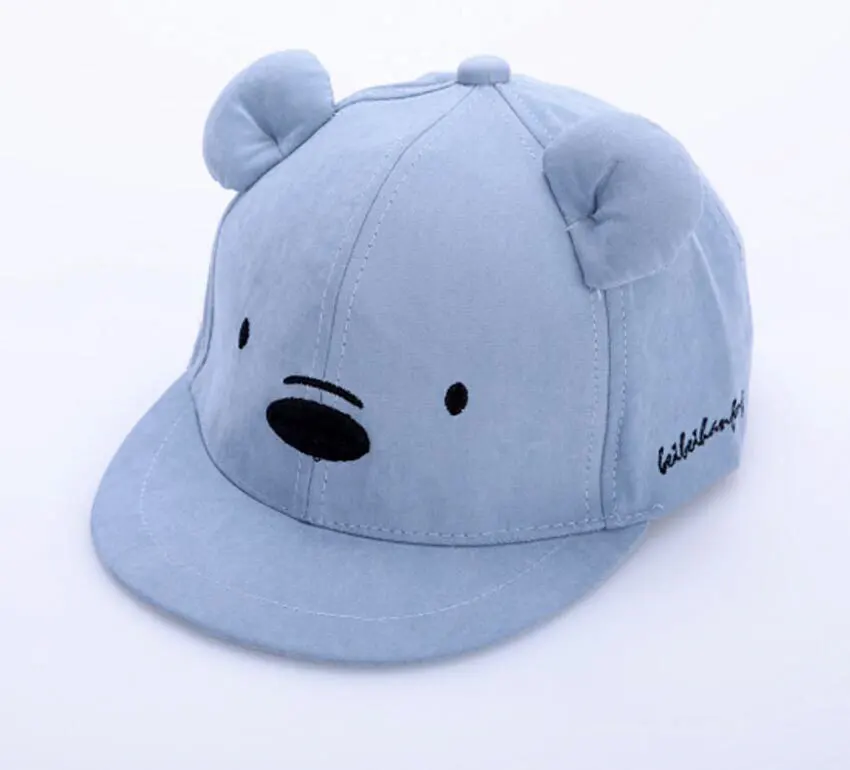 Children Baseball Cap For Kids Spring New Baseball Hat Adjustable Girl Boys Caps Cartoon Bear Embroidery Plat Brim Cap - Цвет: Небесно-голубой