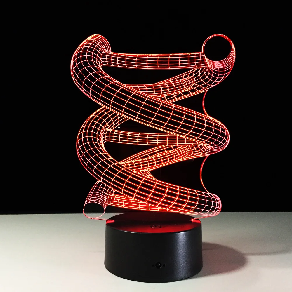 3D ДНК светодиодный ночной Светильник ABS сенсорный база абстрактный спираль лампа светодиодный ночной Светильник Настольный Иллюзия домашний бар настольная декоративная лампа лава лампа