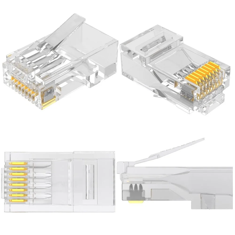 

Cat5 RJ45 Connector Cat5E 8P8C Modular Ethernet Cable Head Plug Gold-plated Cat 5 Crimp Network RJ 45 Connector