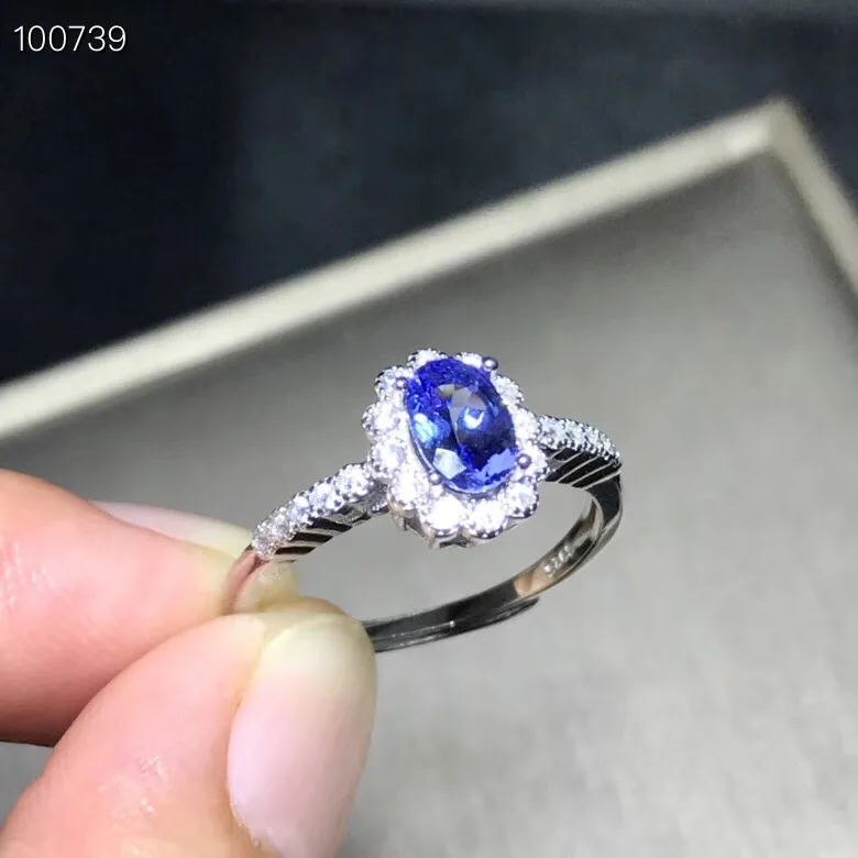 Uloveido натуральный танзанит кольцо темно синий драгоценный камень 925 пробы серебро