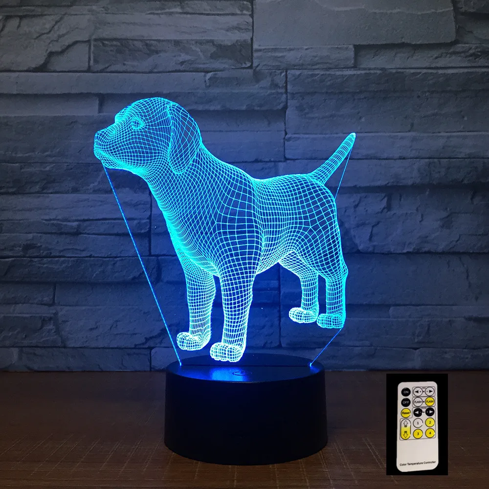 3D лампа для щенка с дистанционным сенсорным управлением, 7 цветов, Светодиодные ночные лампы для детей, сенсорные светодиодные Usb настольные лампы Lampara Lampe, ночник для сна