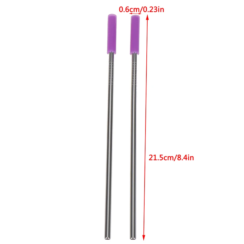 Металлическая соломинка из стали, Набор радужных разноцветных многоразовых напитков, костюм с силиконовой головкой против царапин, для питья соломы, вечерние