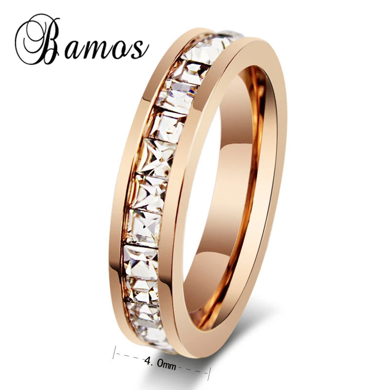 Bamos богемное женское белое кольцо модное розовое золото заполненное и кольцо из нержавеющей стали винтажные Свадебные Кольца для женщин