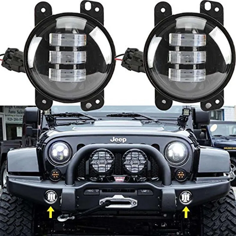 

Pair LED Fog Light Kit 30W 4 inch For 07~14 Jeep Wrangler JK Rubicon Sahara
