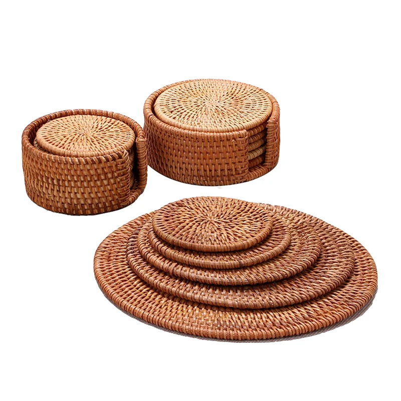 Rattan Cup Coasters Set Pot Pad Table Mat Rattan Tea Mats Tea