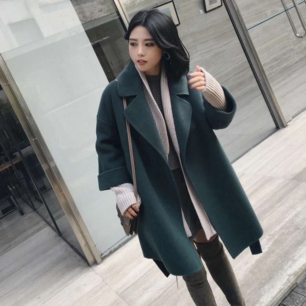 Wool Coat Loose Pockets Winter Jacket 