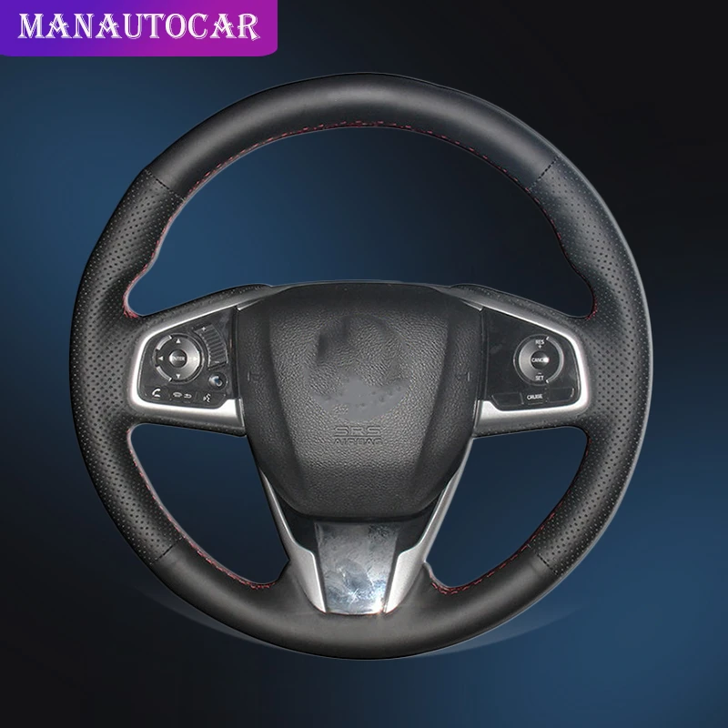 

Auto Braid On The Steering Wheel Cover for Honda Civic 10 2016 2017 CRV CR-V 2017 Interior Hand Sewing Car Steering Wheel Cover