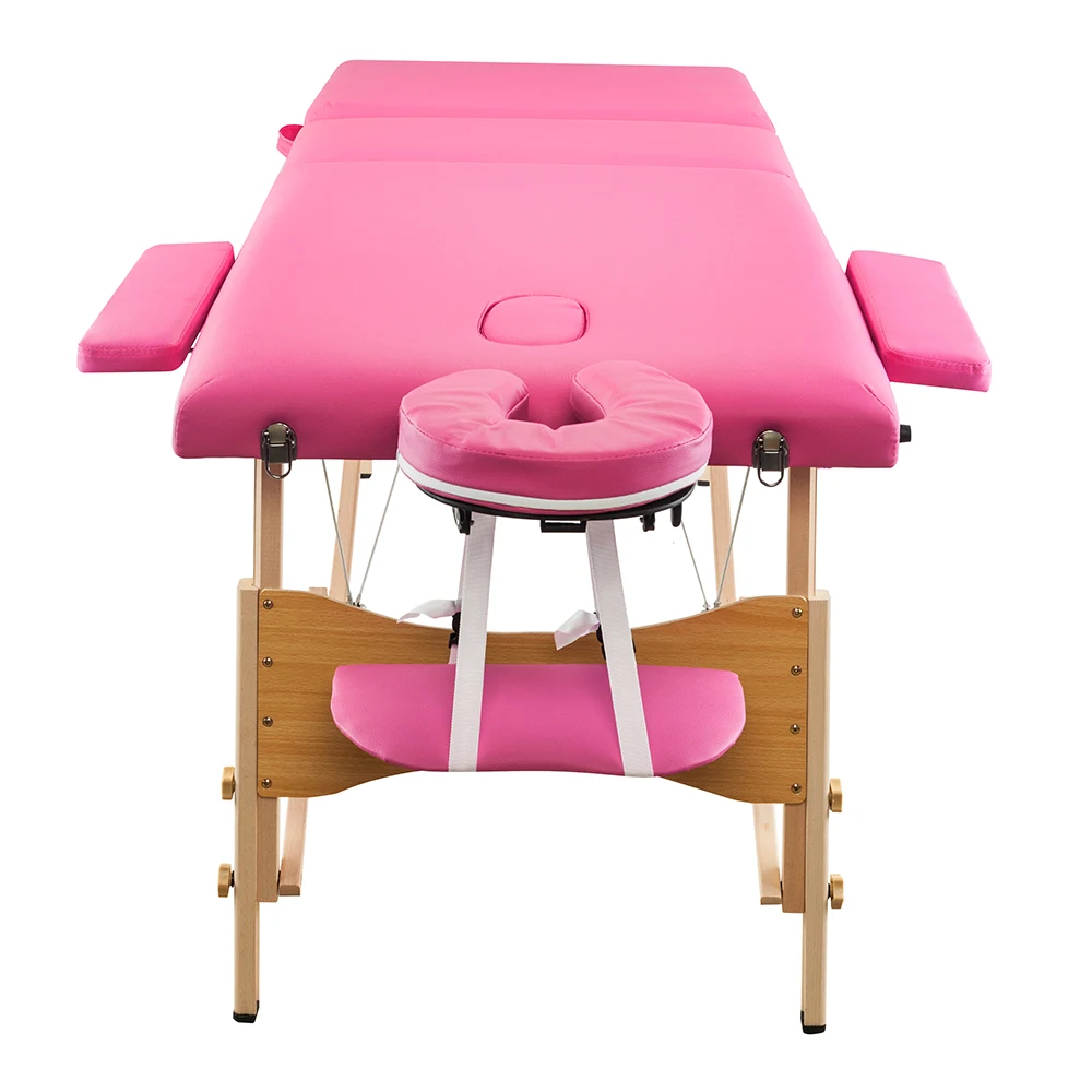  Portable Folding Salon Bed Massage Table For Spa Tattoo With 3 Adjustable Sections in Pink or Blue 