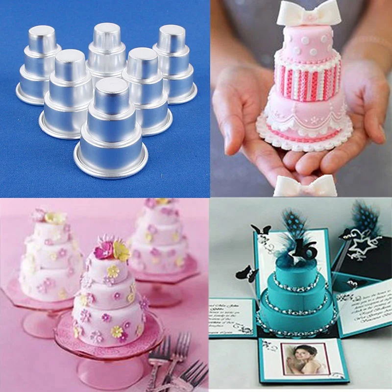 

3 Layers Fondant Cake Mold Tower Shape Pudding Molds Muffin Decorating Mould Aluminum Alloy Baking Tools Candy Mold
