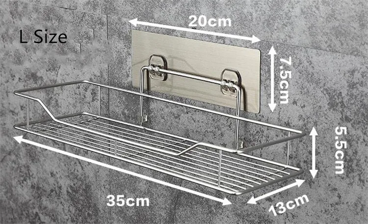 L Size 3 размера из нержавеющей стали, полка для ванной комнаты, кухонный угловой органайзер для хранения, настенный держатель - Цвет: L Size
