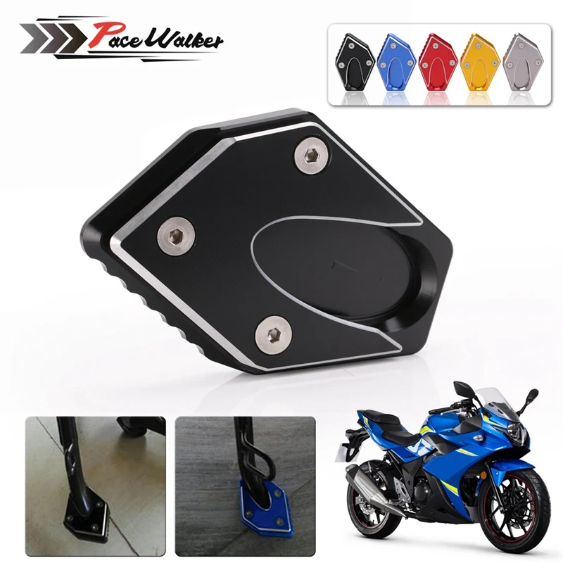 

CNC Motorcycl Side Stand Kickstand Kick Extension Foot Plate Pad For Suzuki GW250 Inazuma GSX250 GSX250R DL250