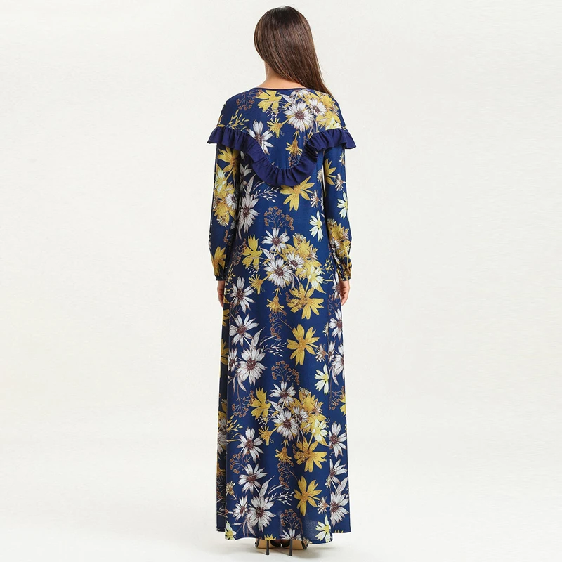 Цветочное нарядное платье abaya Дубайский Мусульманский платье хиджаб Caftan Рамадан Абая для женщин халат Jilbab Elbise арабское, турецкое, исламское