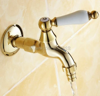 

Luxury Gold Color Brass Wall Mounted Ceramic Handle Washing Machine Faucet /Garden Water Tap Wav125