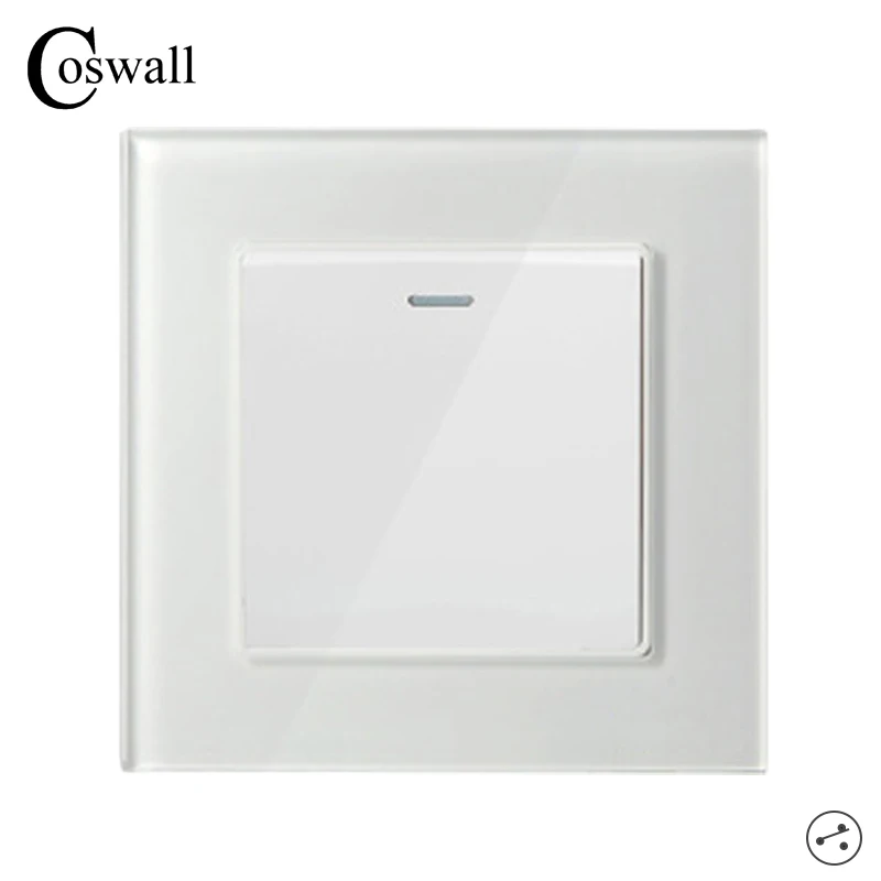 Coswall 1 Gang 2 Way Luxury Crystal Glass Panel Light