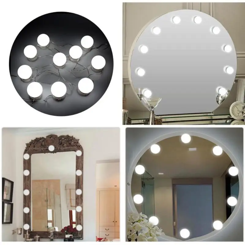 

10pcs Makeup Mirror Vanity LED Light Bulbs Kit Adjustable Cosmetic Lighting