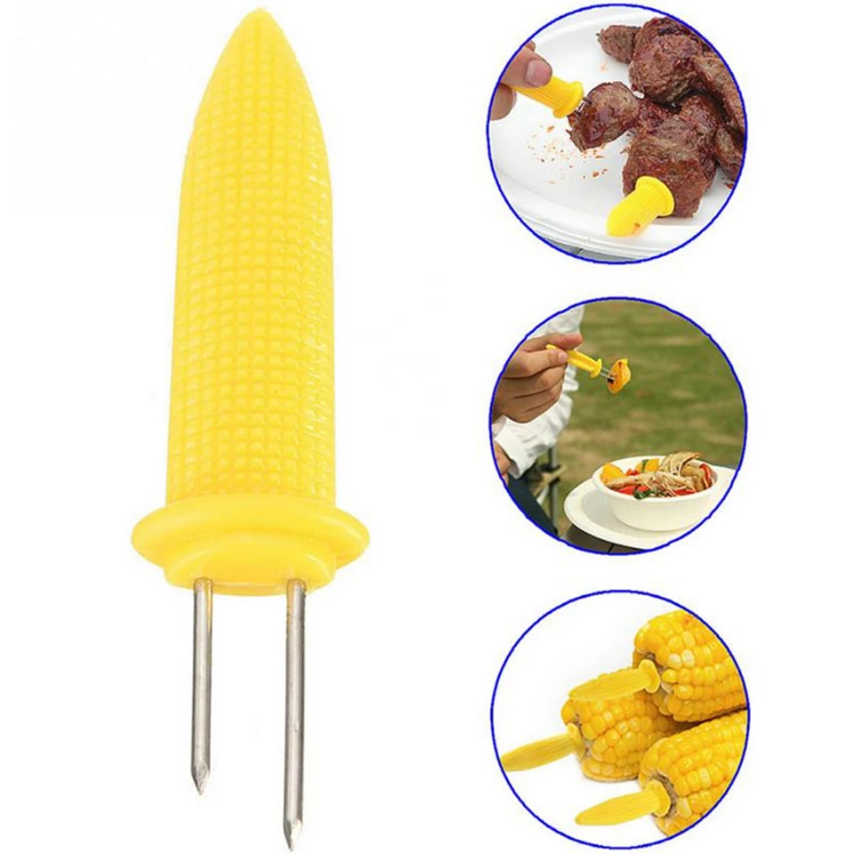 10pcs Useful Stainless Corn Holders Skewers Prongs BBQ Corn on the Cob Holders