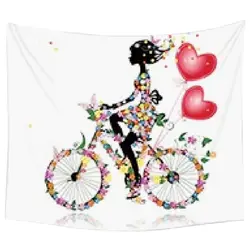 130x150 см Гобелены дома декоративные Полиэстер Пляжные Полотенца Мода диван Настенный декор (велосипед девушка)