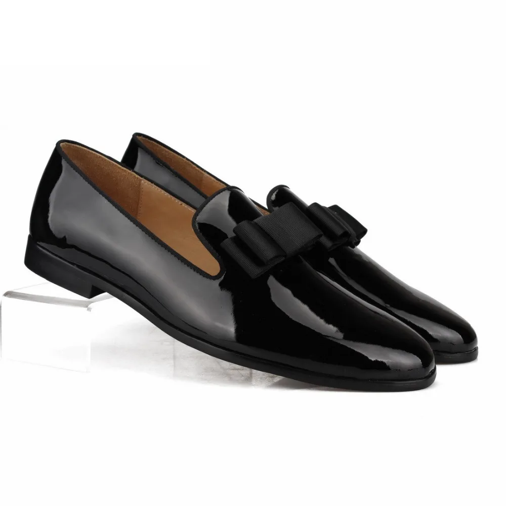 PATENT LEATHER Loafers SLIPPERS WITH SILK BOW (1) - 