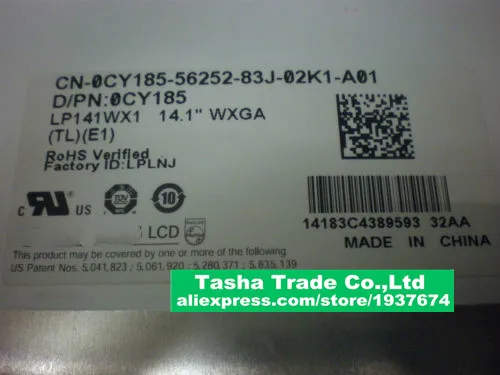 

LP141WX1-TLE1 Laptop LCD LP141WX1 TLE1 LP141WX1 (TL)(E1) 1280*800 14.1" Screen