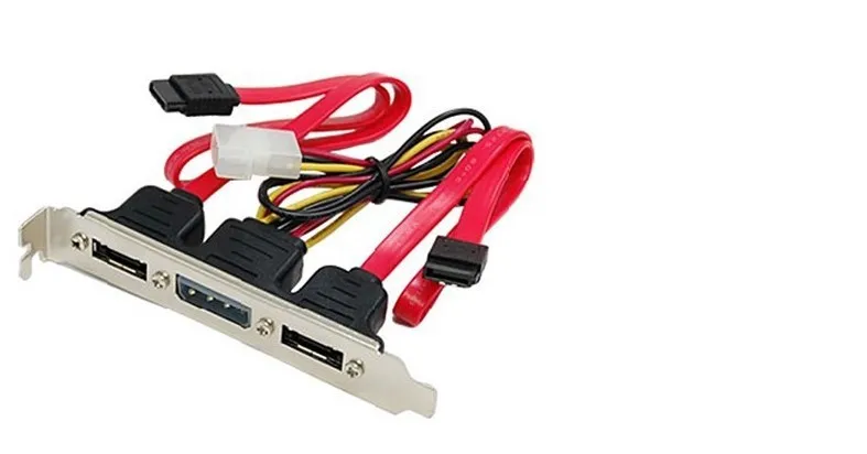 

Dual SATA to 2 Ports eSATA + 4 Pin IDE Power PCI Bracket Slot Cable