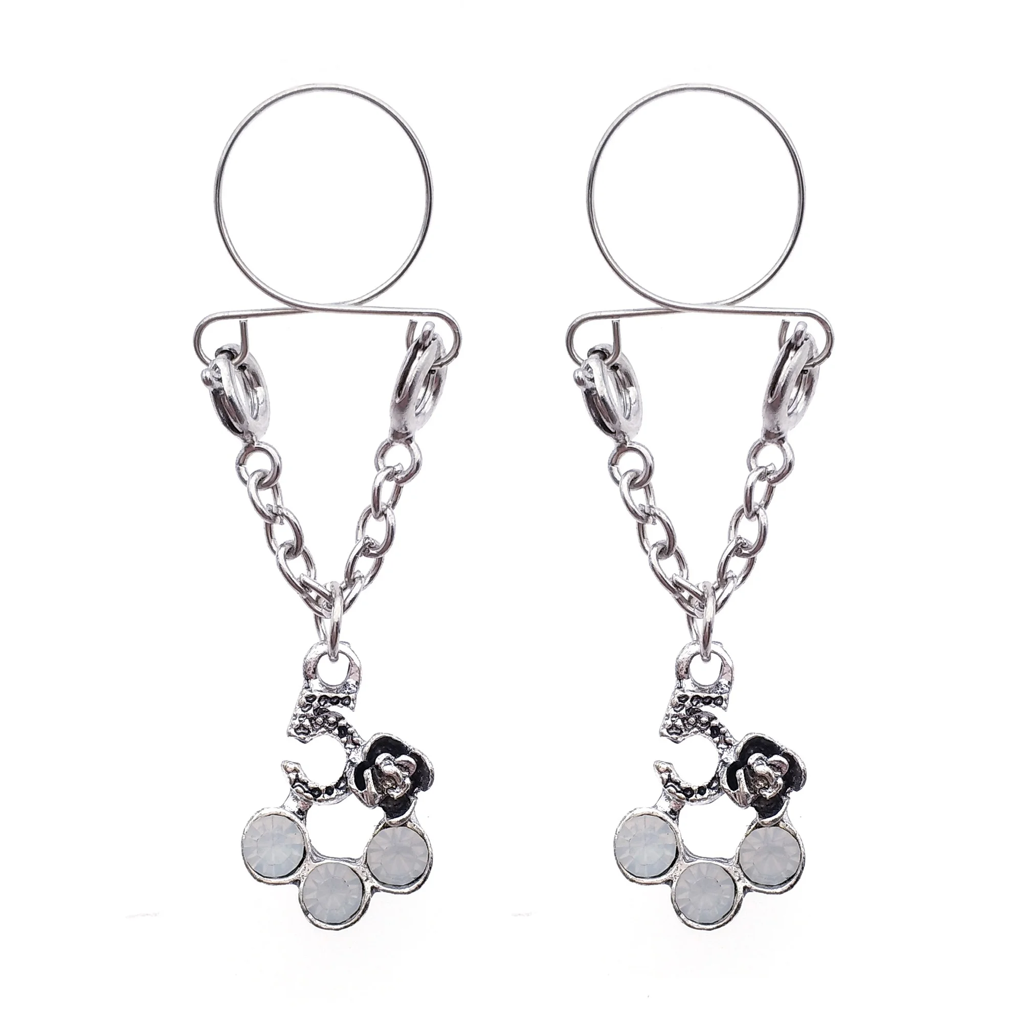 Sexy Adjustable Non Pierced Cilp on Long Dangle Chain 2Pcs Fake Nipple Rings body piercing jewelry | Украшения и аксессуары