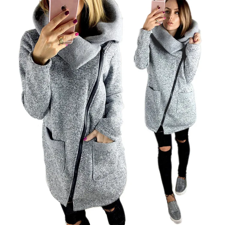 

Nice S-7XL Autumn Winter Fashion Side Zipper Coat Jacket Clothes WarmCasual Clothing Overcoat Tops Female Coat Sweatshirts