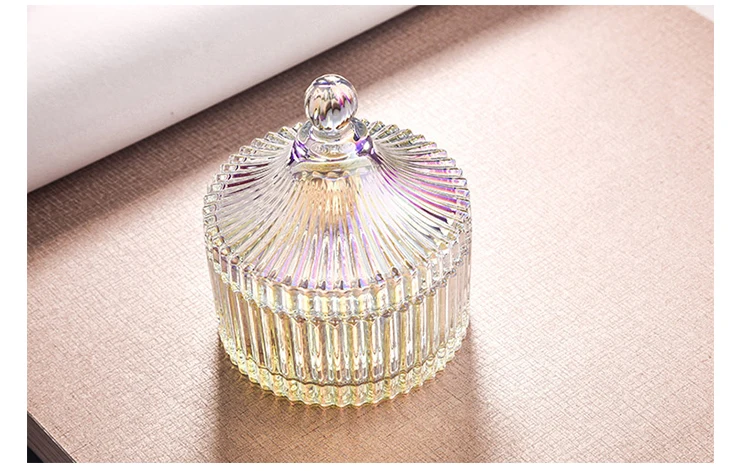 Европейская полосатая сахарница Хрустальная конфетная банка стеклянная коробка для ювелирных изделий с алмазами Домашний Органайзер для макияжа ватные палочки