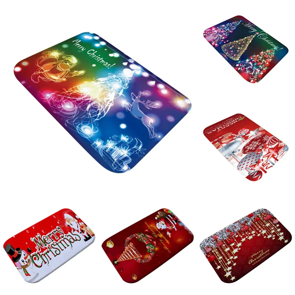 

3D Christmas Style Decorative Carpet Anti-slip Rug for Home Xmas Waterproof Mats Colorful Christmas Decoration Rug Supplies